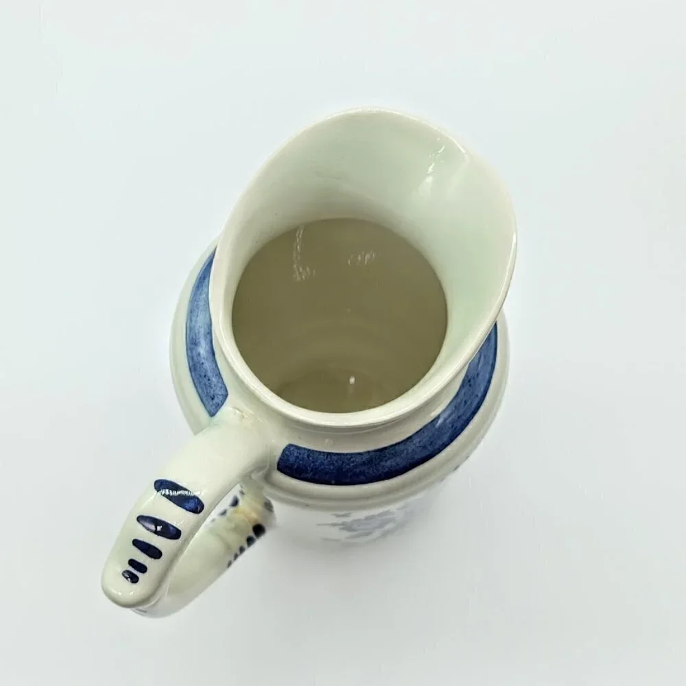 Vintage Delft Blue Distel Hand Painted Holland Ceramic Pitcher